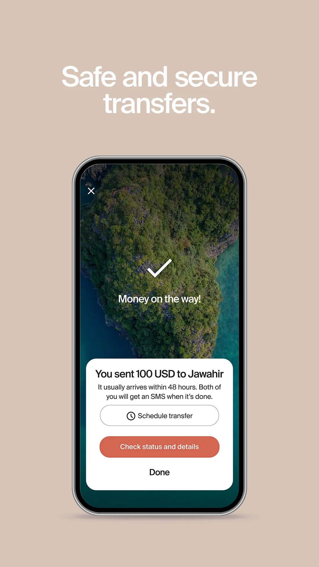 Transfer Galaxy confirmation — Money on the way, secure transfer