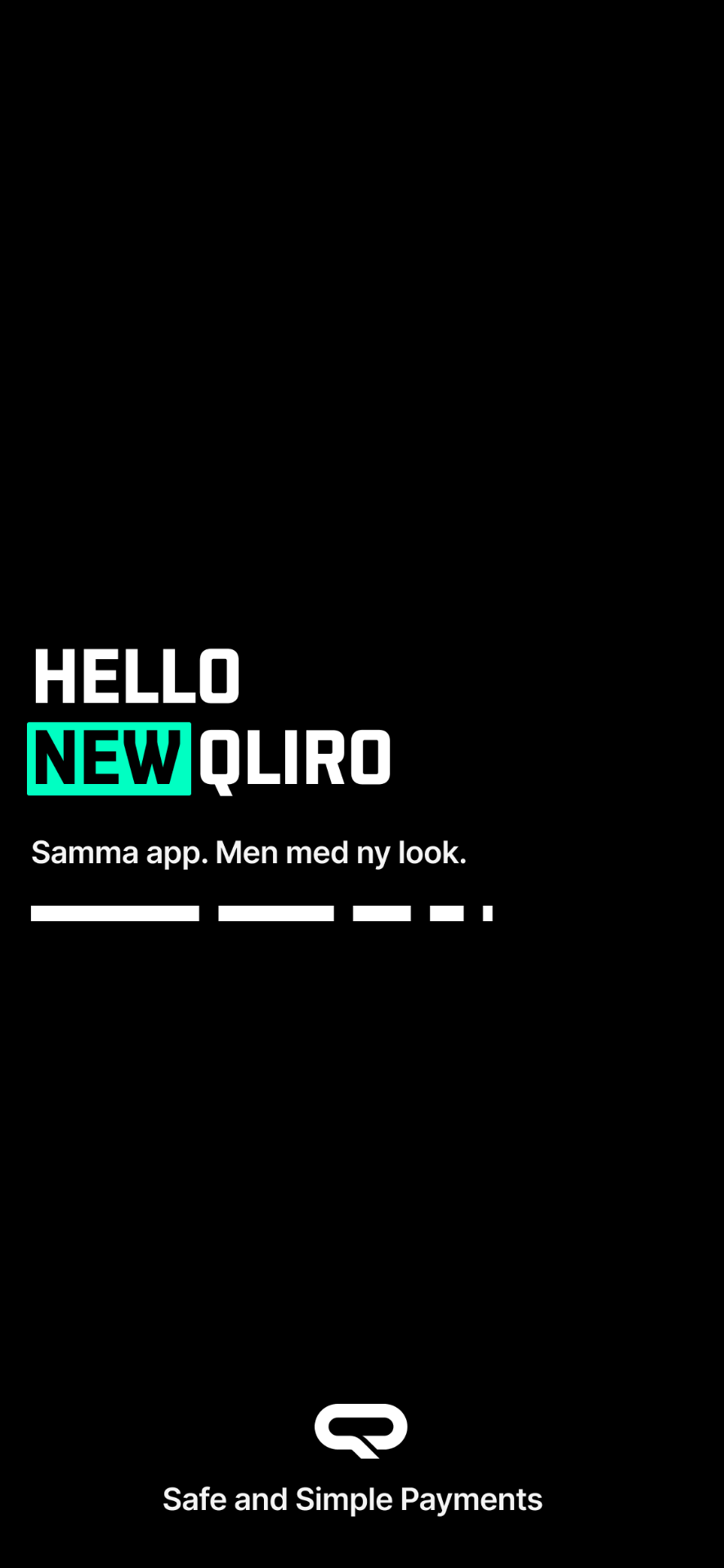 Hello New Qliro brand poster with cyan highlight on the word NEW